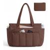 BAGSMART Tote Bag for Women, 2 Set Puffer Tote Bag with Zipper, Quilted Nurse Handbags for Work Travel College | 20L Capacity, 15.6” Laptop Bag, with Cosmetic Bag, Carry on Bag, Nurse Gym Bag(Chocolate)