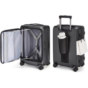BAGSMART Top Opening Carry On Luggage 22x14x9 Airline Approved with TSA Lock, Expandable 20 Inch Deep Compartment Hard Shell Suitcases with Double Spinner Wheels, Purple(Black)