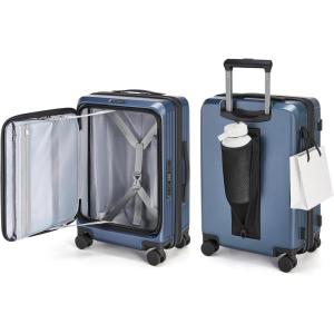 BAGSMART Top Opening Carry On Luggage 22x14x9 Airline Approved with TSA Lock, Expandable 20 Inch Deep Compartment Hard Shell Suitcases with Double Spinner Wheels, Purple(Blue)