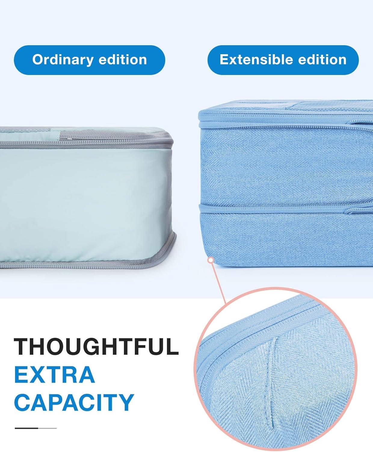 imageBAGSMART Compression Packing Cubes for Travel 6 Set Packing Cubes for Carry on Suitcases Compression Travel Cubes amp Suitcase Organizer for Packing with Shoe Bag GreySky Blue