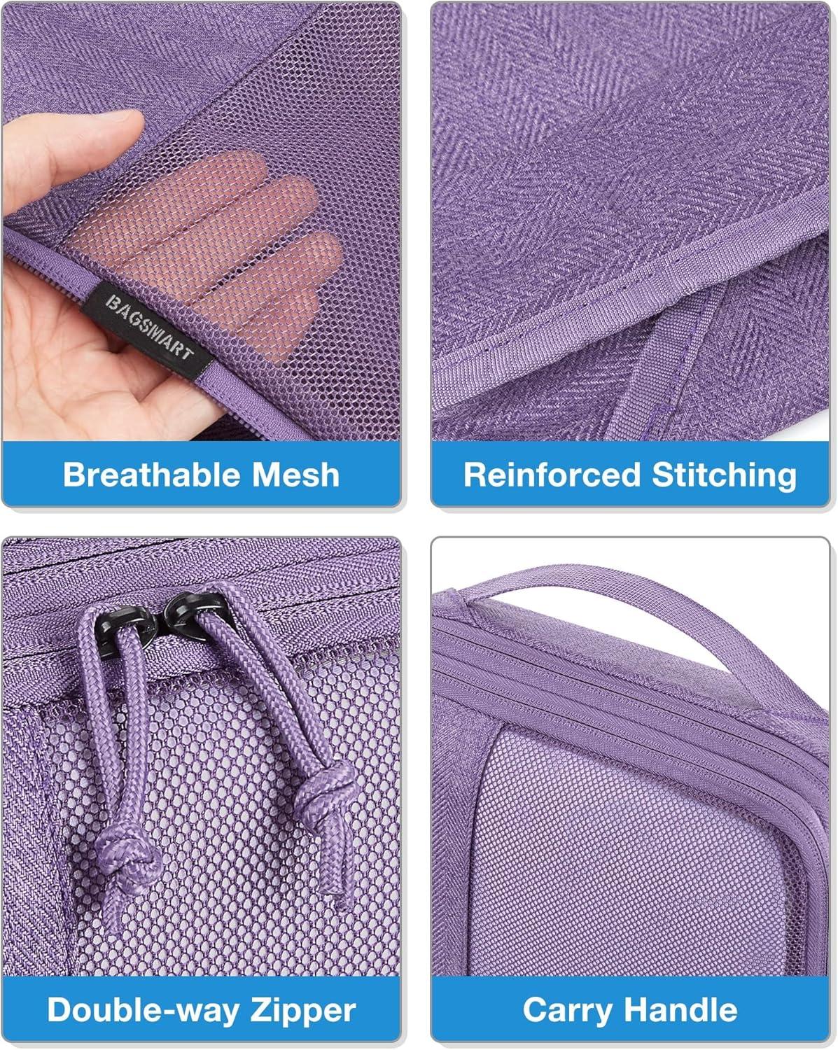 imageBAGSMART Compression Packing Cubes for Travel 6 Set Packing Cubes for Carry on Suitcases Compression Travel Cubes amp Suitcase Organizer for Packing with Shoe Bag GreyNavy Blue