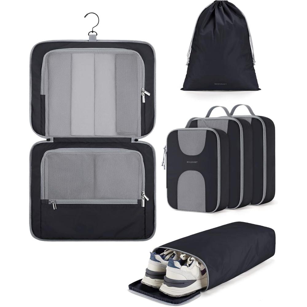 imageBAGSMART Hanging Travel Packing Cubes 6 Set Large Travel Cubes for Women Cruise Ship Essentials Suitcase Organizers