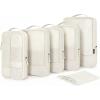 BAGSMART Compression Packing Cubes for Travel, 6 Set Packing Cubes for Carry on Suitcases, Compression Travel Cubes & Suitcase Organizer for Packing with Shoe Bag Grey(Light Beige)