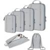BAGSMART Water-Resistant Packing Cubes – 6 PCS Travel Essentials, Compression Packing Cubes for Suitcases, Lightweight, Grey