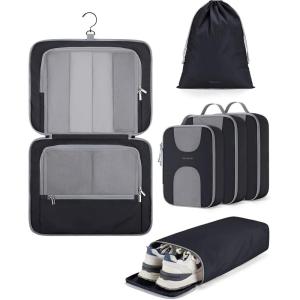 BAGSMART Hanging Travel Packing Cubes, 6 Set Large Travel Cubes for Women Cruise Ship Essentials, Suitcase Organizers