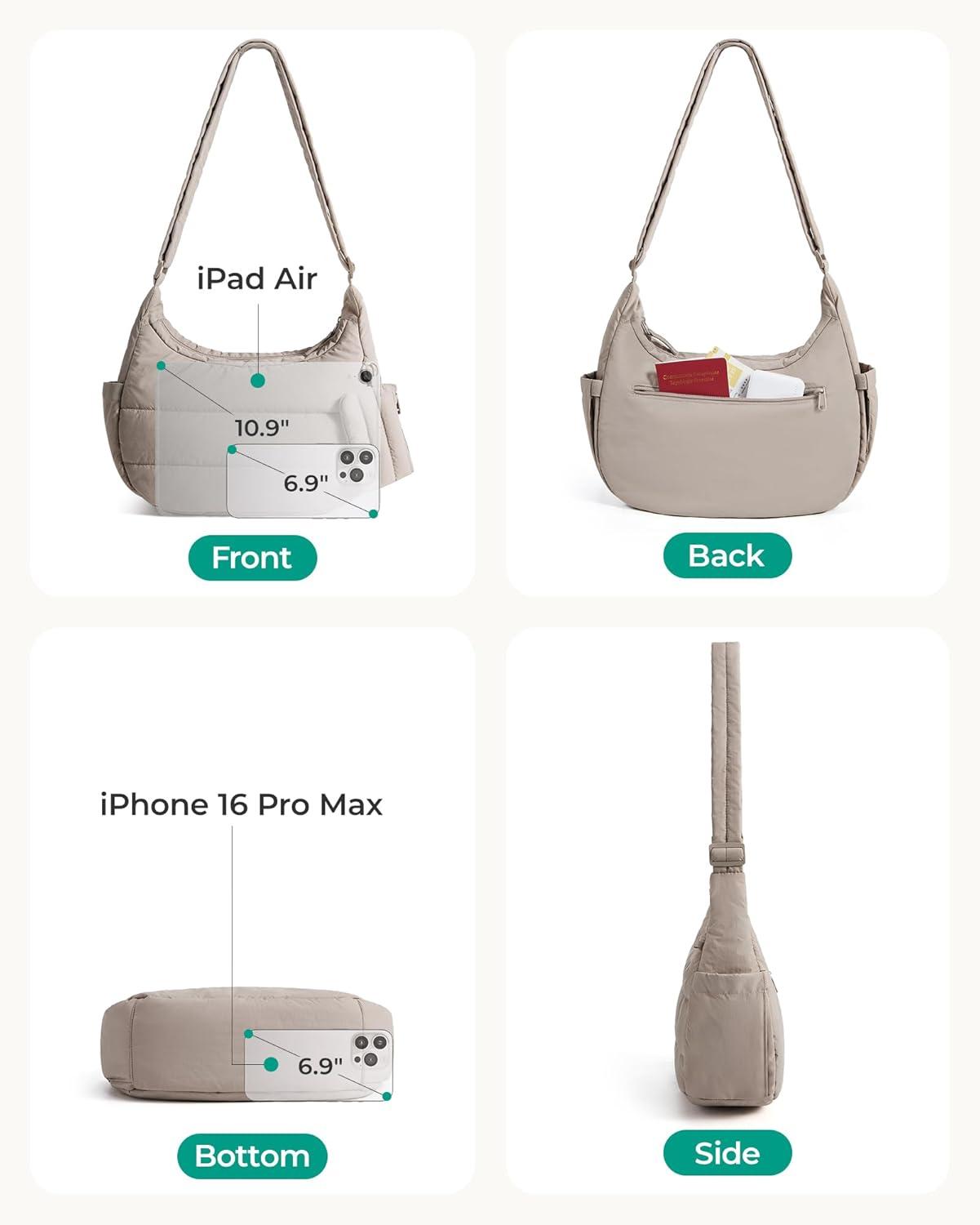 imageBAGSMART Crossbody Purses for Women with Adjustable Strap Small Puffer Hobo Bags Compact Fluffy Shoulder Handbags PouchDark Brown