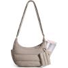 BAGSMART Crossbody Purses for Women with Adjustable Strap, Small Puffer Hobo Bags, Compact Fluffy Shoulder Handbags Pouch(Camel)