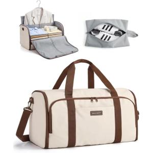 BAGSMART Garment Bag Duffle Bag for Travel Convertible 2 in 1 Suit Bag for Hanging Clothes Carry on Travel Bag with Shoes Bag,Shoulder Strap Weekender for Dresses, Coats, Shirts (Black)(White)