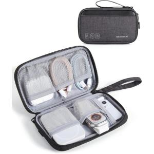 BAGSMART Small Travel Cable Organizer, Tech Organizer for Charger, Phone, Black(Black)