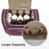 BAGSMART Toiletry Bag, Travel Toiletry Bag for Women, Water-resistant Cosmetic Makeup Bag, Large Capacity Door Room Essentials Travel Organizer for Full Sized Toiletries and Cosmetics, Black(Purple)