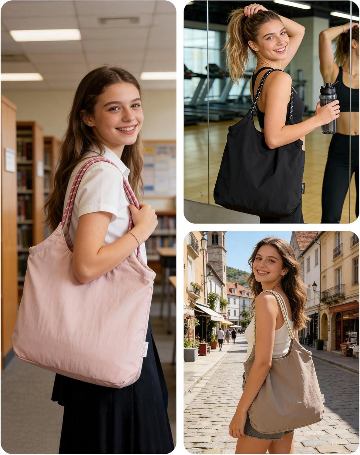imageBAGSMART Beach Bags for Women Beach Tote Bag Beach Bag with Zipper Travel Tote Bag for Women Sandproof Swim Pool Bag Packable Beach Bag Beach Essentials for Travel Gym 125L Medium Tote Lightweight WaterresistantMist Purple