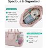 BAGSMART Yoga Tote Bag for Women with Knotted Handle, Lightweight Pilates Bag with Yoga Mat Holder, Gym Bag for Work Travel | for 15.6” Laptop, for 40oz Tumbler, Waterproof & Durable, Yoga Mat Bag Carrier, 23L Handbag, Shoulder Sling Bag(Baby Pink)