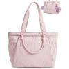 BAGSMART Yoga Tote Bag for Women with Knotted Handle, Lightweight Pilates Bag with Yoga Mat Holder, Gym Bag for Work Travel | for 15.6” Laptop, for 40oz Tumbler, Waterproof & Durable, Yoga Mat Bag Carrier, 23L Handbag, Shoulder Sling Bag(Baby Pink)