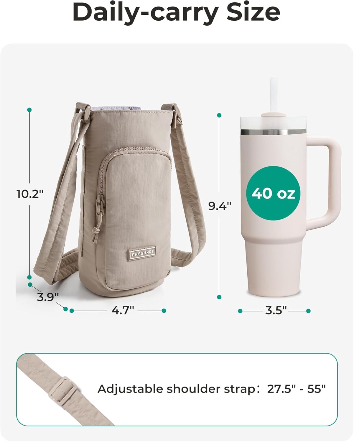 imageBAGSMART 40oz Magnetic Water Bottle Holder with Strap Drink Carrier Bag Crossbody Gym Bag Gym Accessories for WomenMenFrench Blue