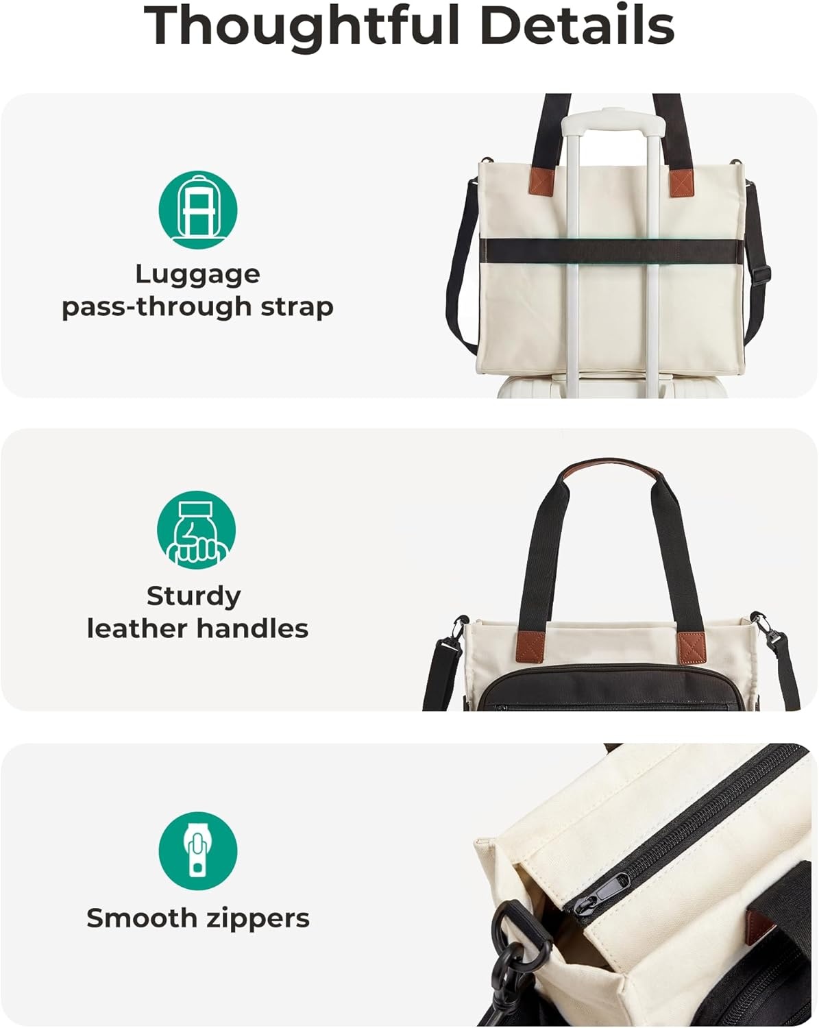 imageBAGSMART Canvas Tote Bag for Women Work Tote Bag with Zipper Crossbody Handbag for Travel Teacher NurseClassic