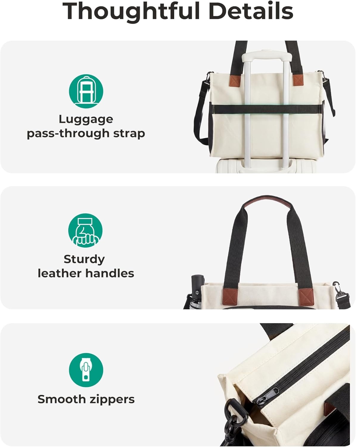 imageBAGSMART Canvas Tote Bag for Women Work Tote Bag with Zipper Crossbody Handbag for Travel Teacher NurseNavy
