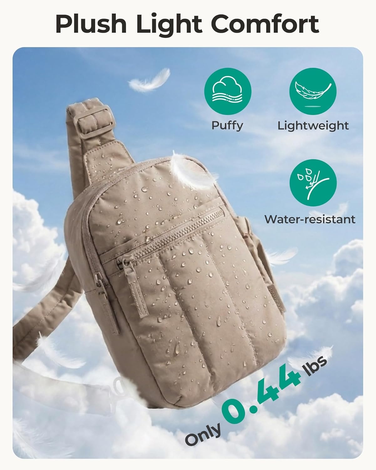 imageBAGSMART Small Crossbody Bags for Women Puffer Sling Bag Fanny Packs Purses Hobo Handbag for Daily Travel HikingCamel