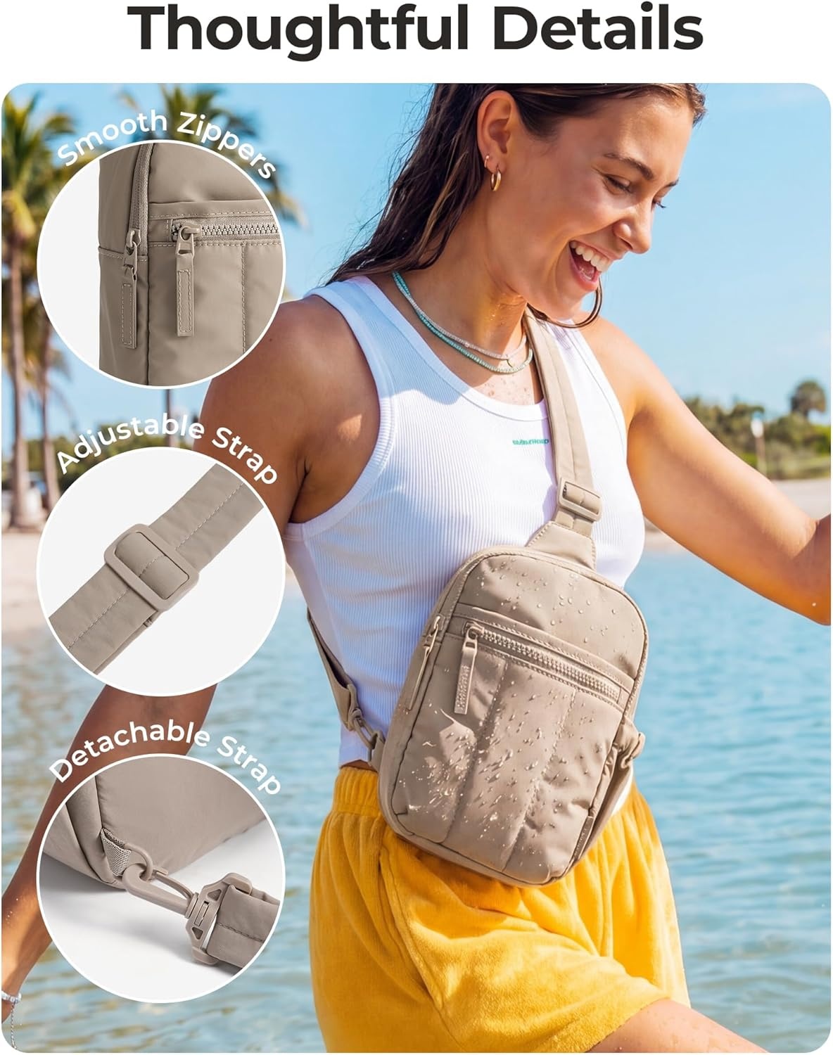 imageBAGSMART Small Crossbody Bags for Women Puffer Sling Bag Fanny Packs Purses Hobo Handbag for Daily Travel HikingCoral