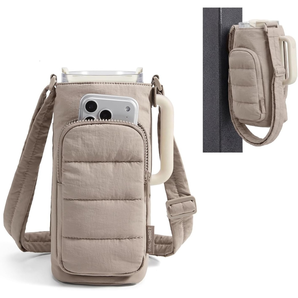 imageBAGSMART Magnetic 40oz Water Bottle Holder with Strap Crossbody Purse Gym Accessories for WomenCamel