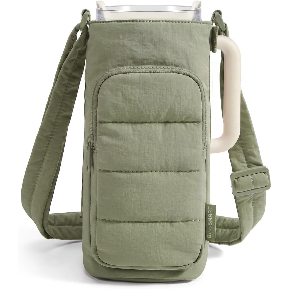 imageBAGSMART Magnetic 40oz Water Bottle Holder with Strap Crossbody Purse Gym Accessories for WomenGreen