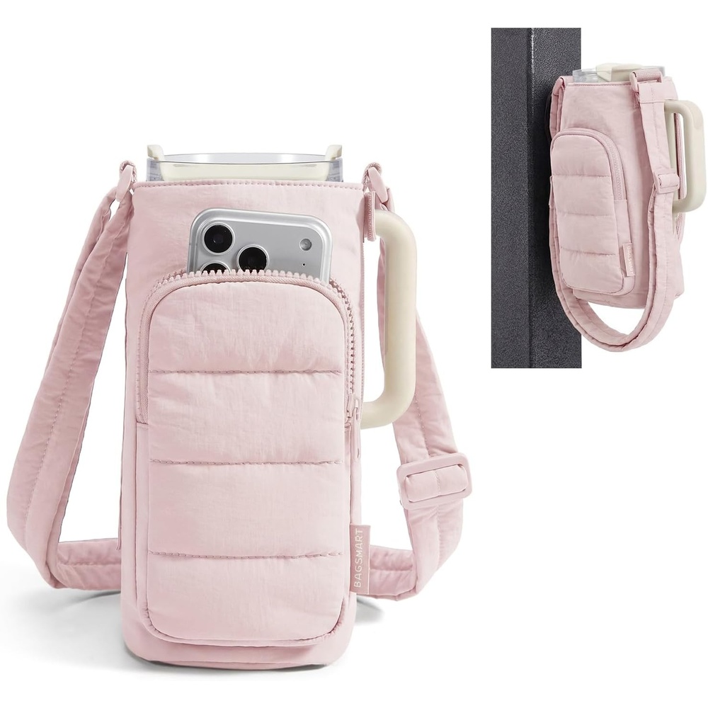 imageBAGSMART Magnetic 40oz Water Bottle Holder with Strap Crossbody Purse Gym Accessories for WomenPink