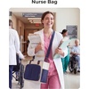 BAGSMART Canvas Tote Bag for Women, Work Tote Bag with Zipper, Crossbody Handbag for Travel Teacher Nurse(Navy)