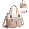 BAGSMART Canvas Tote Bag for Women, Work Tote Bag with Zipper, Crossbody Handbag for Travel Teacher Nurse(Camel)