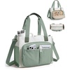 BAGSMART Canvas Tote Bag for Women, Work Tote Bag with Zipper, Crossbody Handbag for Travel Teacher Nurse(Green)