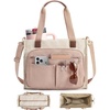 BAGSMART Canvas Tote Bag for Women, Work Tote Bag with Zipper, Crossbody Handbag for Travel Teacher Nurse(Khaki)