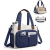 BAGSMART Canvas Tote Bag for Women, Work Tote Bag with Zipper, Crossbody Handbag for Travel Teacher Nurse(Navy)