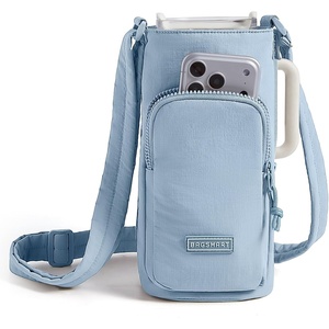 BAGSMART 40oz Magnetic Water Bottle Holder with Strap, Drink Carrier Bag Crossbody Gym Bag, Gym Accessories for Women/Men(French Blue)