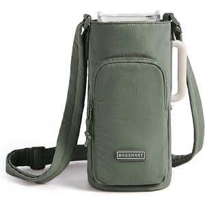 BAGSMART 40oz Magnetic Water Bottle Holder with Strap, Drink Carrier Bag Crossbody Gym Bag, Gym Accessories for Women/Men(Sage)