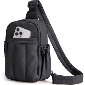 BAGSMART Small Crossbody Bags for Women, Puffer Sling Bag Fanny Packs, Purses Hobo Handbag for Daily Travel Hiking(Black)
