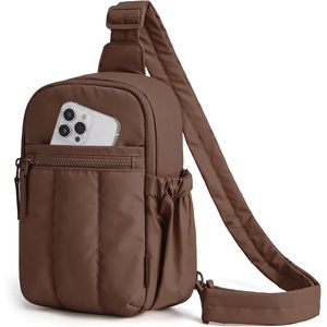 BAGSMART Small Crossbody Bags for Women, Puffer Sling Bag Fanny Packs, Purses Hobo Handbag for Daily Travel Hiking(Chocolate)