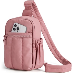 BAGSMART Small Crossbody Bags for Women, Puffer Sling Bag Fanny Packs, Purses Hobo Handbag for Daily Travel Hiking(Coral)