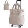 BAGSMART Rolling Duffle Bag with Wheels, 35L Carry on Travel Bag with Detachable Wheels, PVC Wet Pocket Duffle Bag with Handle