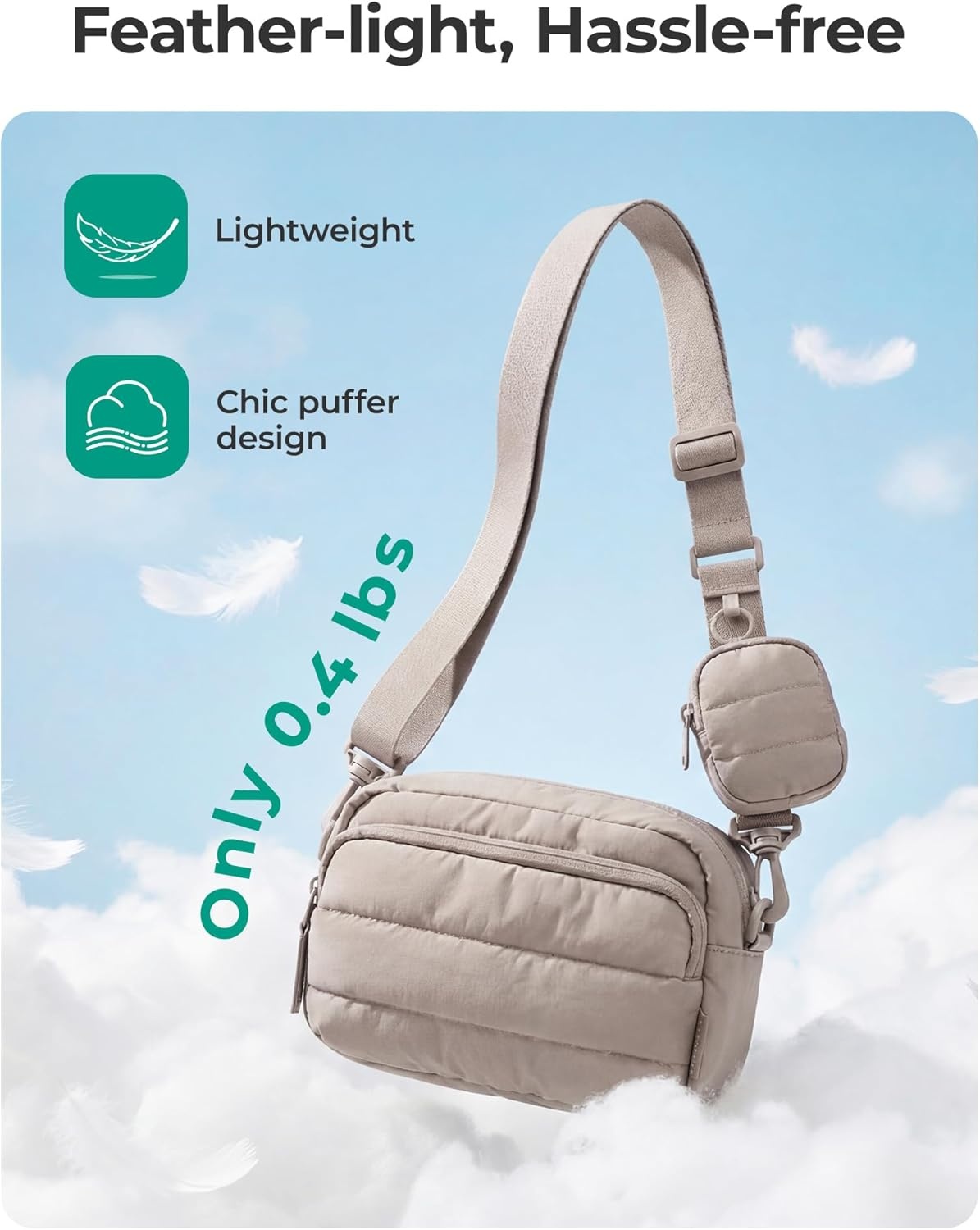 image:imageBAGSMART Small Crossbody Bags for Women Puffer Purse with Cute Pouch Hobo Shoulder Handbag for Daily Casual Travel Work01jet Black
