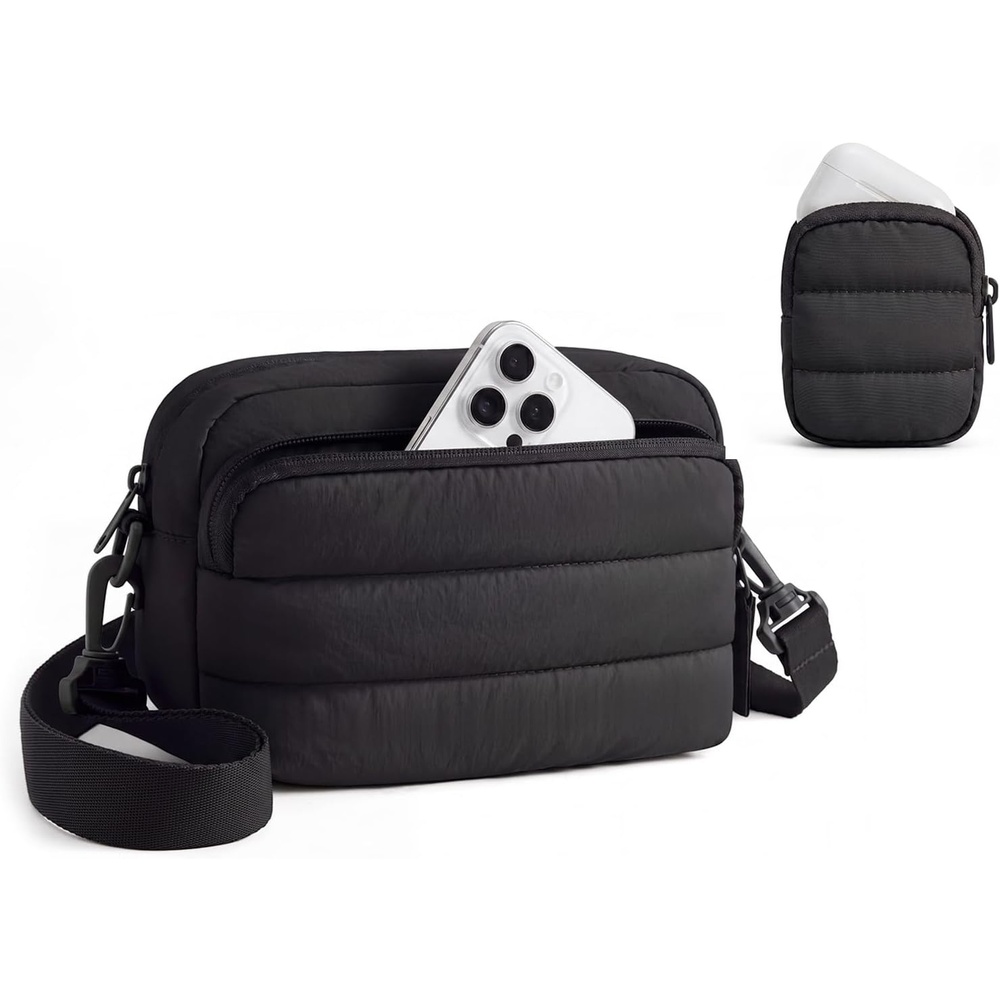 image:imageBAGSMART Small Crossbody Bags for Women Puffer Purse with Cute Pouch Hobo Shoulder Handbag for Daily Casual Travel Work01jet Black