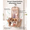 BAGSMART Travel Toiletry Bag for Women, Puffy Hanging Toiletry Bag with Hook, Water-resistant Toiletry Organizer for Full Sized Toiletries (Olive green)(Baby Pink)