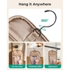 BAGSMART Travel Toiletry Bag for Women, Puffy Hanging Toiletry Bag with Hook, Water-resistant Toiletry Organizer for Full Sized Toiletries (Olive green)(Light Beige)