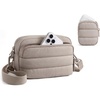 BAGSMART Small Crossbody Bags for Women, Puffer Purse with Cute Pouch, Hobo Shoulder Handbag for Daily Casual Travel Work(02-latte Brown)