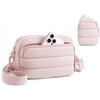 BAGSMART Small Crossbody Bags for Women, Puffer Purse with Cute Pouch, Hobo Shoulder Handbag for Daily Casual Travel Work(Candy Pink)
