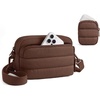 BAGSMART Small Crossbody Bags for Women, Puffer Purse with Cute Pouch, Hobo Shoulder Handbag for Daily Casual Travel Work(Coffee Brown)