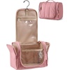 BAGSMART Travel Toiletry Bag for Women, Puffy Hanging Toiletry Bag with Hook, Water-resistant Toiletry Organizer for Full Sized Toiletries (Olive green)(Dusty Rose)