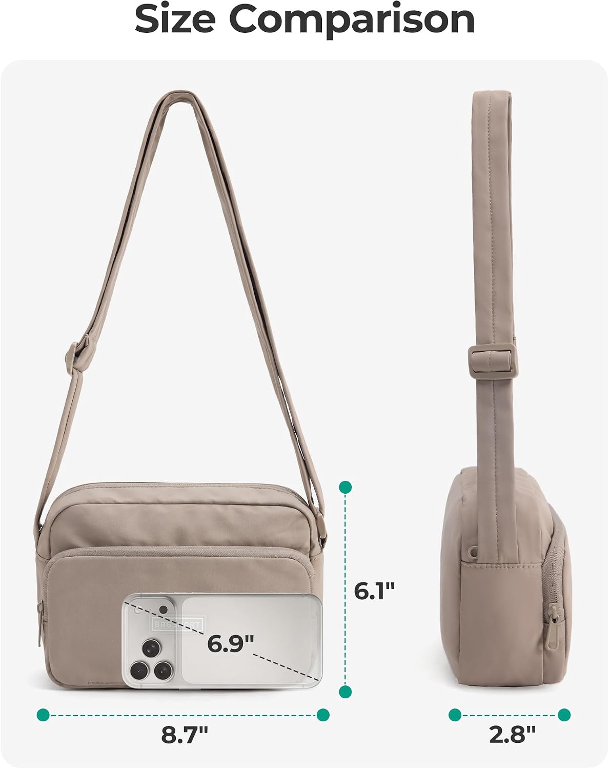 image:imageBAGSMART Foldable Crossbody Bags for Women Small Travel Purses 24L mini for daily travel campus waterresistant sling bag cute travel purse classic shoulder bagCamel