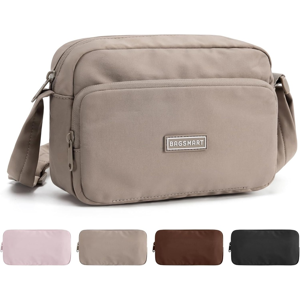 image:imageBAGSMART Foldable Crossbody Bags for Women Small Travel Purses 24L mini for daily travel campus waterresistant sling bag cute travel purse classic shoulder bagCamel