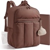 BAGSMART Baby Diaper Bag Backpack, Lightweight Puffy Diaper Bag with Insulated Pockets& Pacifier Case, Travel Stroller Straps with Waterproof Changing Pad, Black(Coffee Brown)