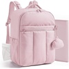 BAGSMART Baby Diaper Bag Backpack, Lightweight Puffy Diaper Bag with Insulated Pockets& Pacifier Case, Travel Stroller Straps with Waterproof Changing Pad, Black(Pink)