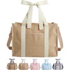 BAGSMART Custom DIY Beach Tote Bag for Women w/Markers, Personalized Gift | Large Beach Tote, Secure Top Zipper, Waterproof Coated, Heavy Duty Carryall, All-in-One DIY Kit, Hands-Free Crossbody,(Khaki Brown)