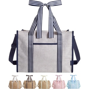 BAGSMART Custom DIY Beach Tote Bag for Women w/Markers, Personalized Gift | Large Beach Tote, Secure Top Zipper, Waterproof Coated, Heavy Duty Carryall, All-in-One DIY Kit, Hands-Free Crossbody,(Beige)